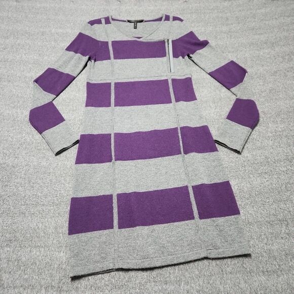 BCBG Maxazria Womens Sweater Dress Small 100% Lambs Wool Multicolor Block Stripe - Picture 1 of 9